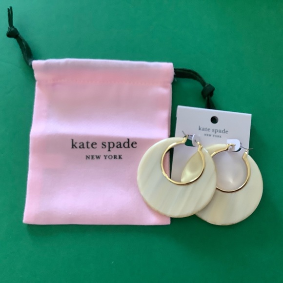 NWOT Kate Spade acrylic ivory hoops - Picture 2 of 4
